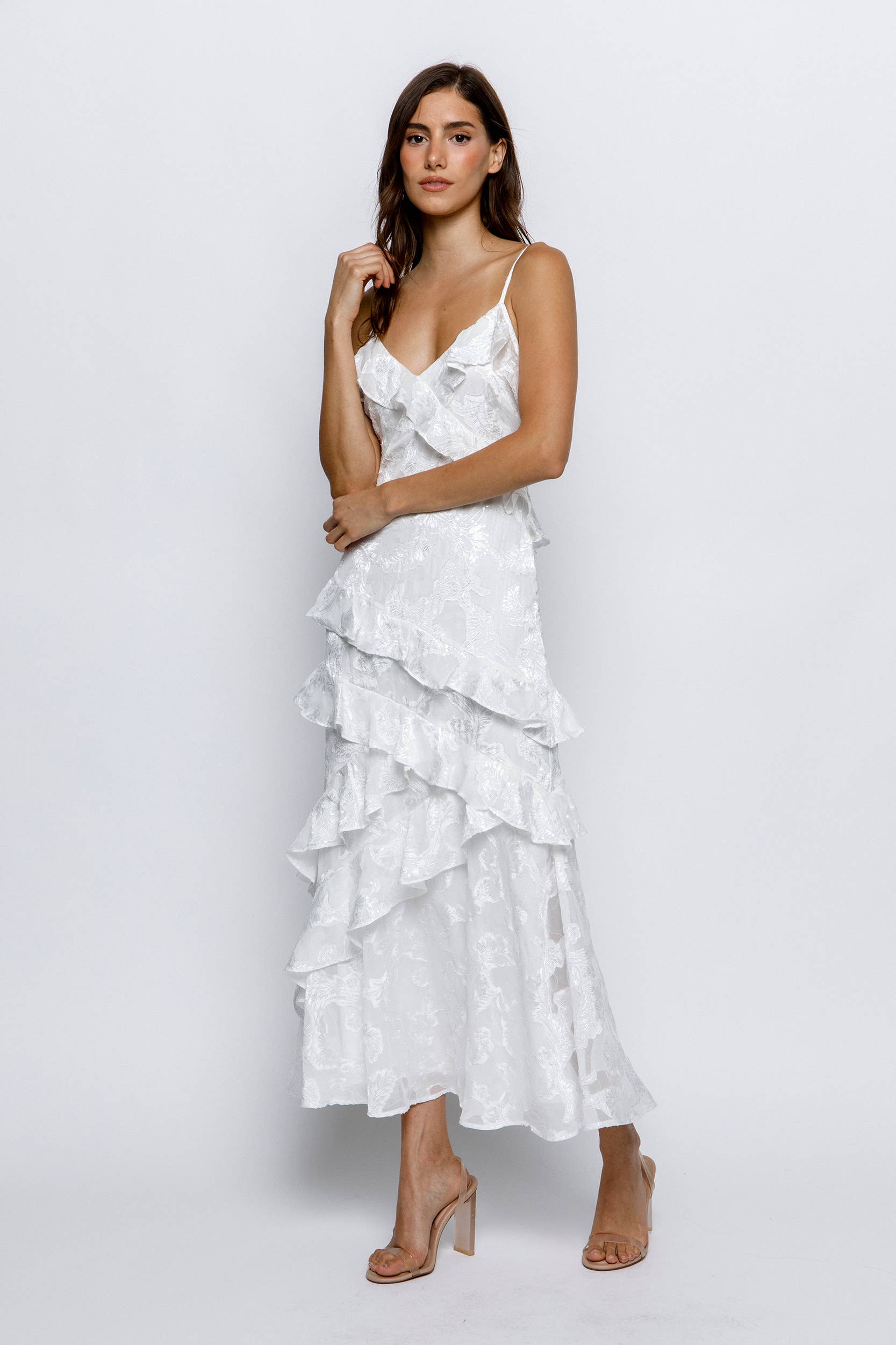 STORIA - Vente Robe – femme - JD5740-3- ROBE NUISETTE À VOLANTS À IMPRIMÉ GAUFRÉ16