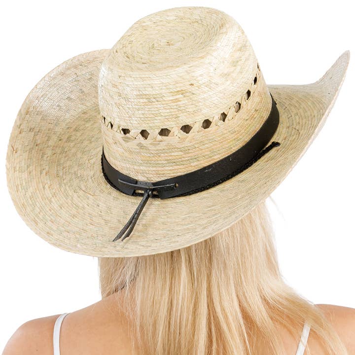 Cap Zone - Wholesale Cowboy Hat - Women's - Vented Chl Taco Brim Palm Straw Cowboy Hat