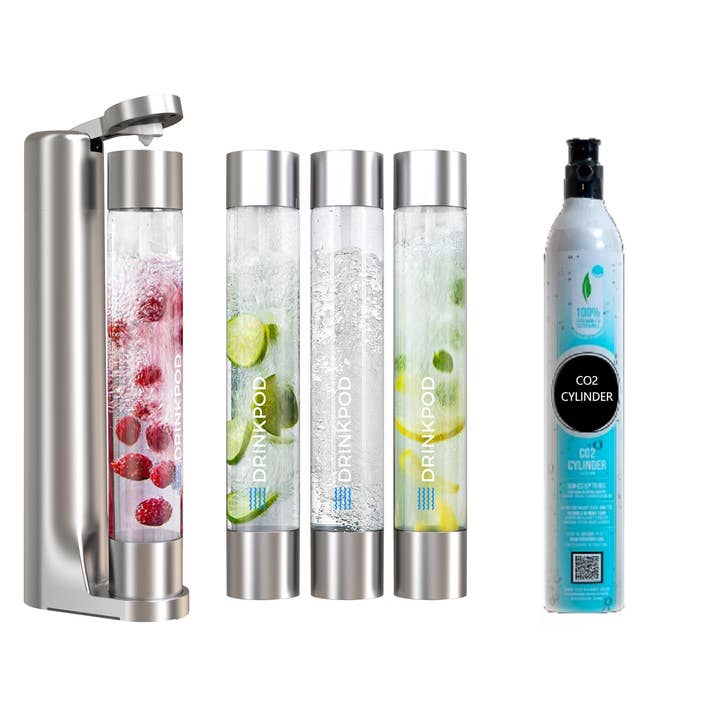 DRINKPOD LLC - Wholesale Kitchen Appliance - FIZZPod Soda Machine + 1 CO₂ Cylinder - Make Homemade Sparkling Water, Juice, Tea and Cocktail Drinks with Fruits & Candy3