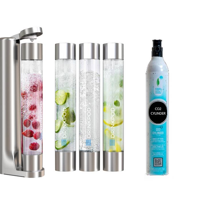 FIZZPod Soda Machine + 1 CO₂ Cylinder - Make Homemade Sparkling Water, Juice, Tea and Cocktail Drinks with Fruits & Candy for wholesale by DRINKPOD LLC