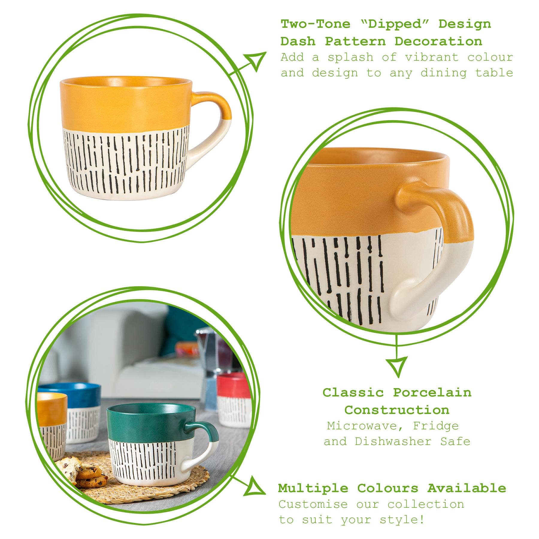 Rinkit Ltd – wholesale Coffee mug – Nicola Spring Ceramic Dipped Dash Coffee Mug 385ml Mustard3