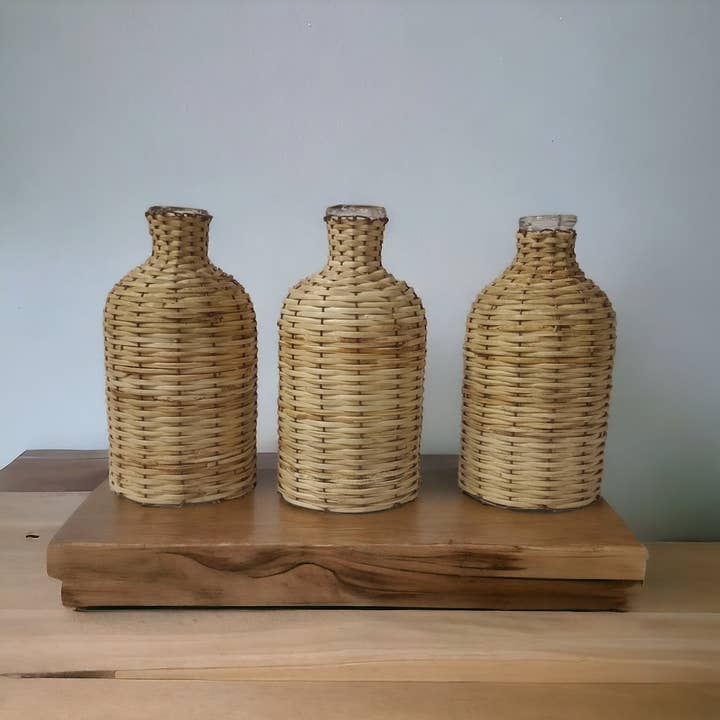 Valor Home Goods – Großhandel Vasen – Handgefertigte Boho-Heimdekoration Bambus- und Glasblumenvase8