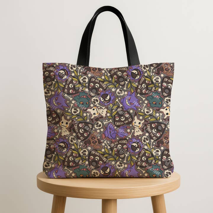 Ghostly Poke Planchette Spooky Video Game Zipper Tote Bag for wholesale by The Geek Boutique