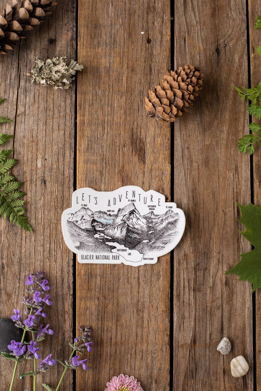 Drawn to Ecology - Wholesale Sticker - Let’s Adventure Grinnel Point Glacier National Park Sticker0