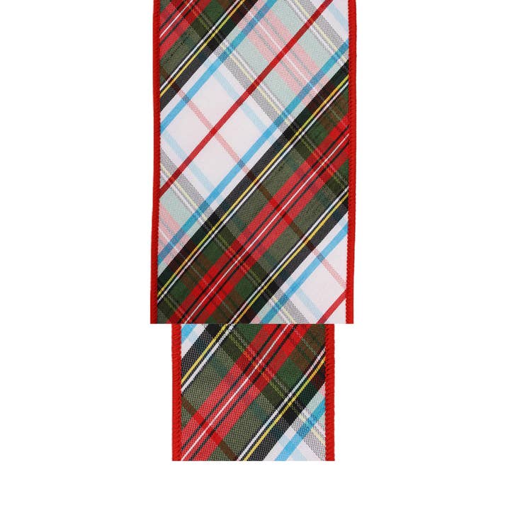 LA Ribbons Wholesale - Wholesale Ribbon - Gift Wrapping - Wired Plaid Bias Cut Ribbon 5 Yard Roll