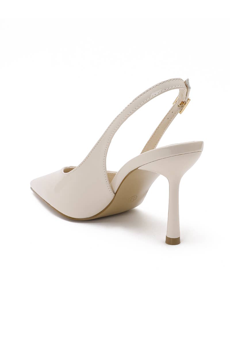 Joia Paris - Wholesale Low Heels - Women's - Patent pointed-toe slingback pump, thin heel H8-1011E6