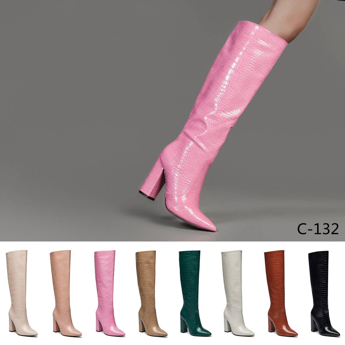 Stephan Paris - Wholesale Boots - Women's - C-132b crocodile pattern pointed boots12