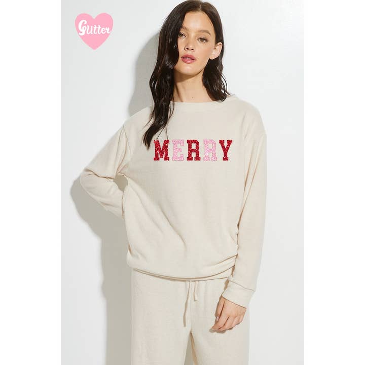 Sudadera suave de manga larga con estampado de purpurina para venta al por mayor de Phil Love