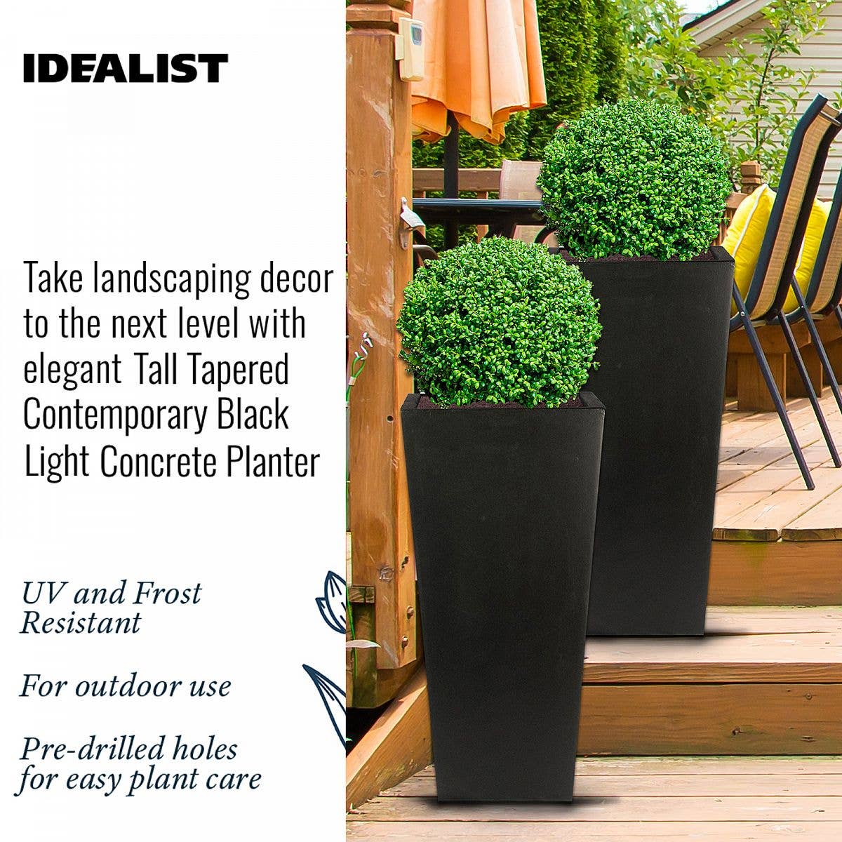 Idealist Lite Fibrestone Planters – wholesale Plant pot – IDEALIST Tall Tapered Contemporary Light Concrete Planter9