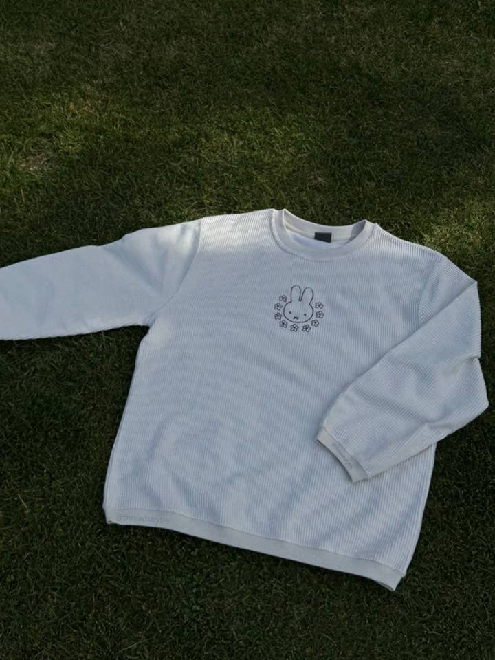 Flower Bunny Corded Crewneck for wholesale by Threads By Tie