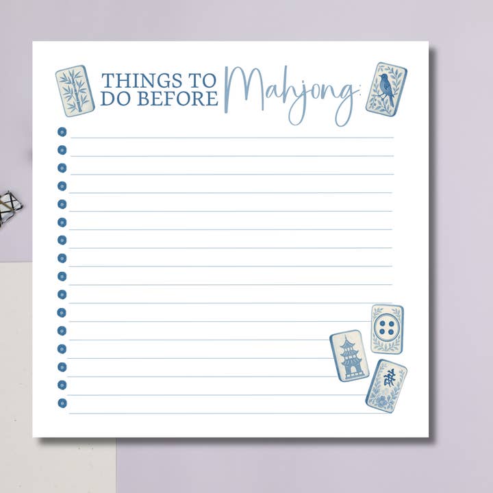 Design Carolinas - Wholesale Notepad - "Things To Do Before Mahjong" Chinoiserie Square Notepad3