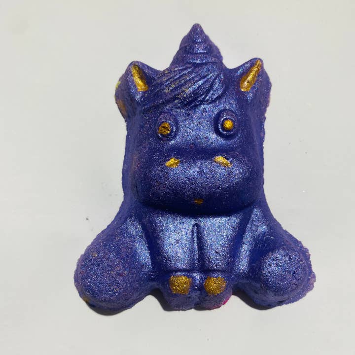 Purple Unicorn Bath Bomb - Glittery and hand painted for wholesale by LH Homemade