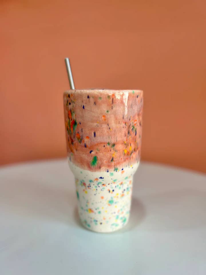 PinkFetti To-Go Tumbler for wholesale by The Glazing Sun