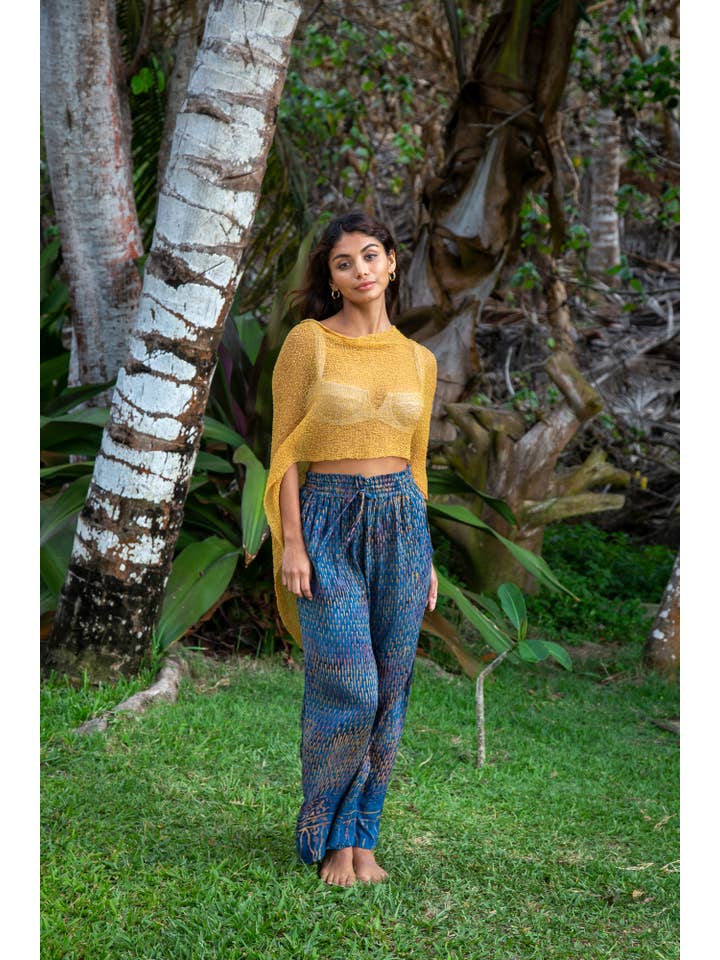 Bali Prema - Wholesale Poncho - Women's - Lightweight Sheer Shrug Knit Poncho Shawl- Boho Cover-up in Denim Blue6