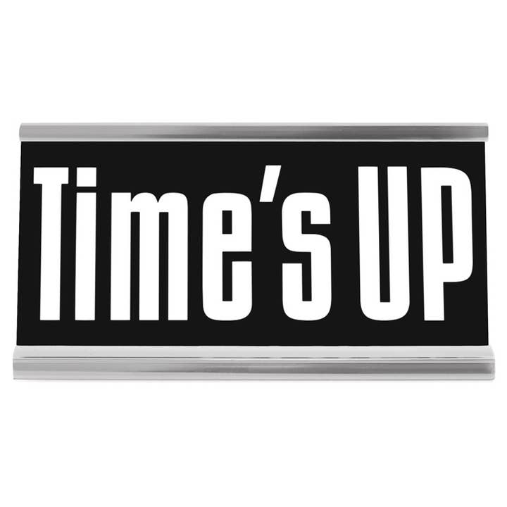 Letrero de escritorio negro de 4" - Time's para venta al por mayor de Wellspring