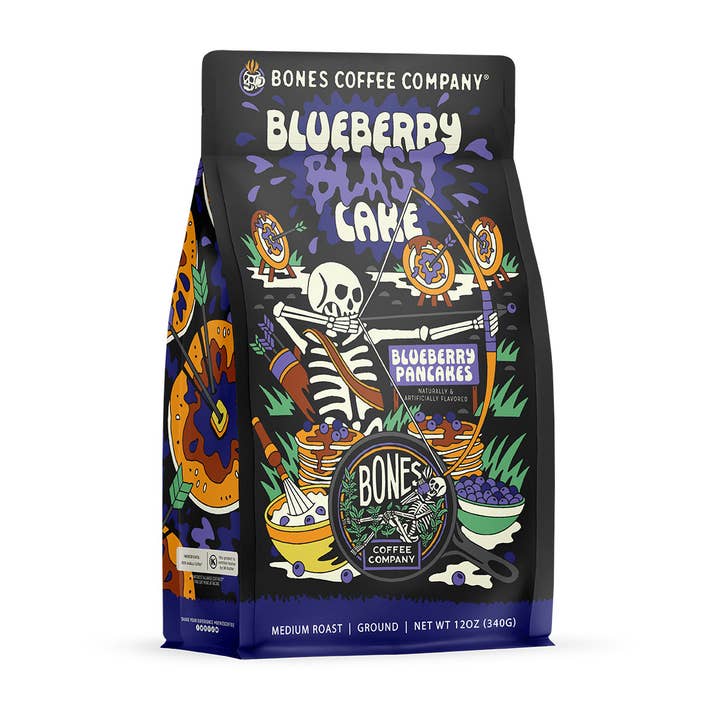 Bones Coffee Company - Wholesale Cake Mix - Blueberry Blast Cake Coffee | 12oz | Whole Bean & Ground4