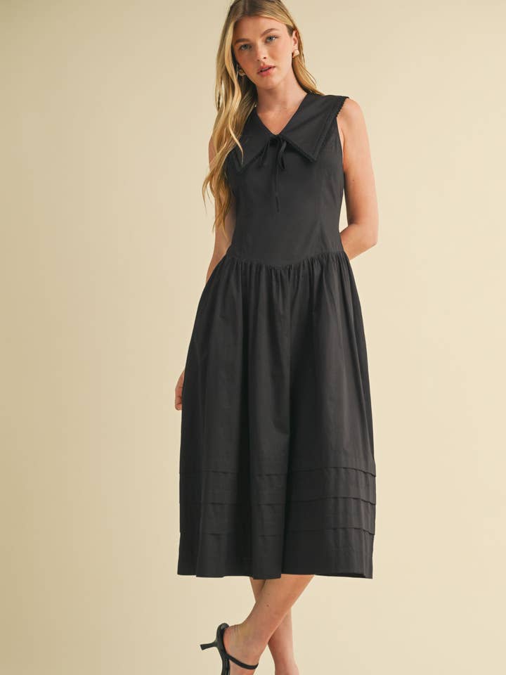 DOLL COLLAR LACE TRIM MIDI DRESS MDR3919 for wholesale by &MERCI