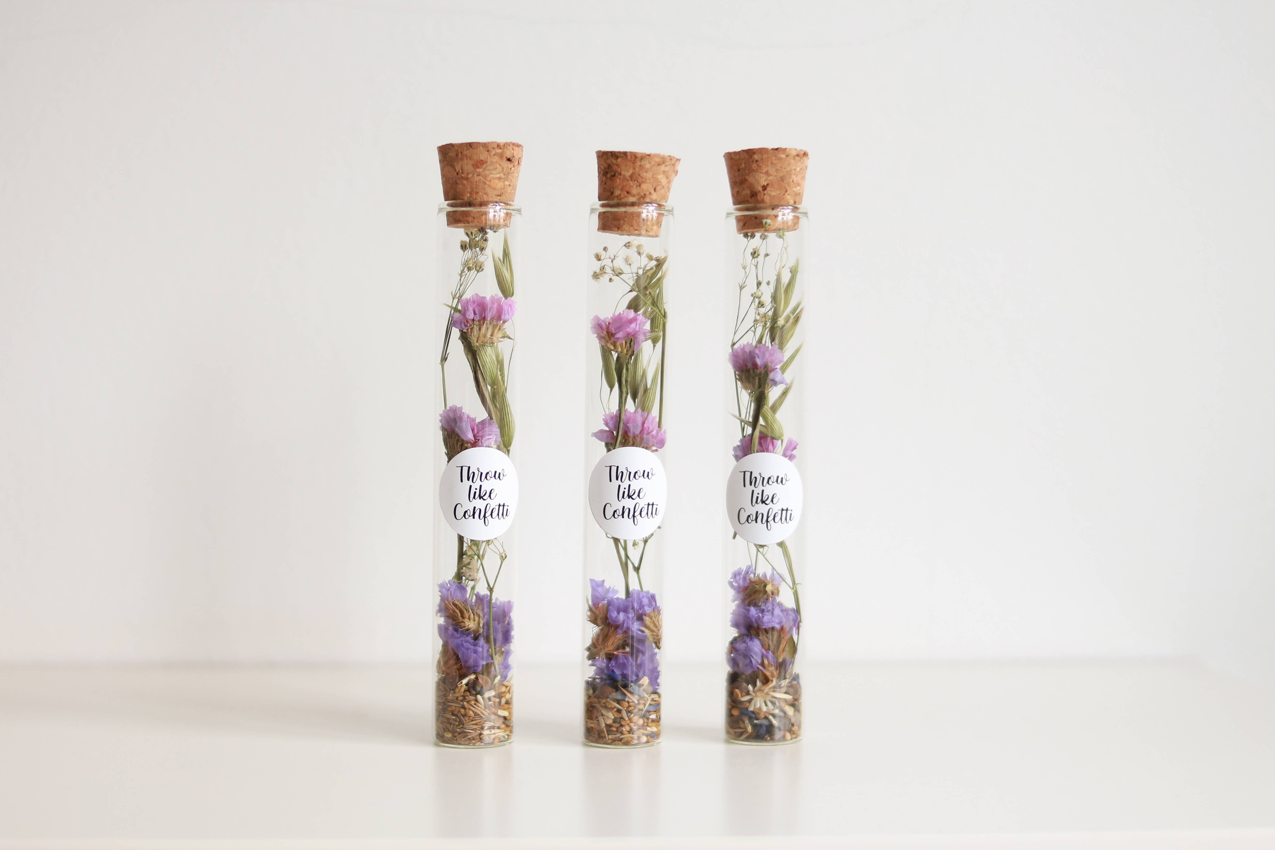 Poca Ceramics - Wholesale Dried/Pressed Flowers - Glass tube with dried statice flowers1