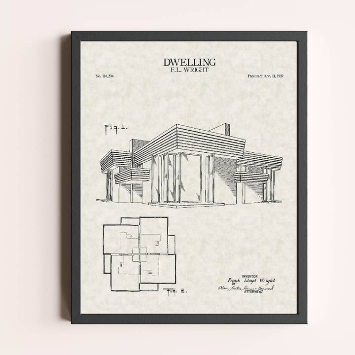 Impression de brevet de bâtiment de Frank Lloyd Wright pour la vente par Damon D Chan