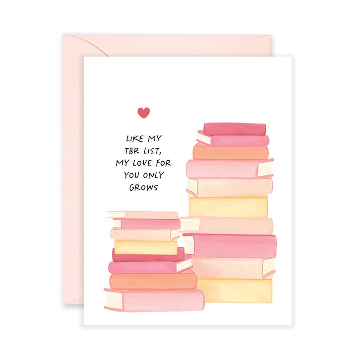 TBR Love List Greeting Card | Bookish Valentine's Day card for wholesale by Isabella MG