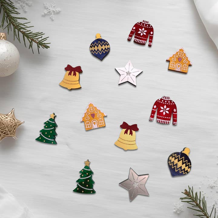 Merry Mini Studs - Kerstset (6 paar) voor wholesale door Foxx & Ginger Jewellery