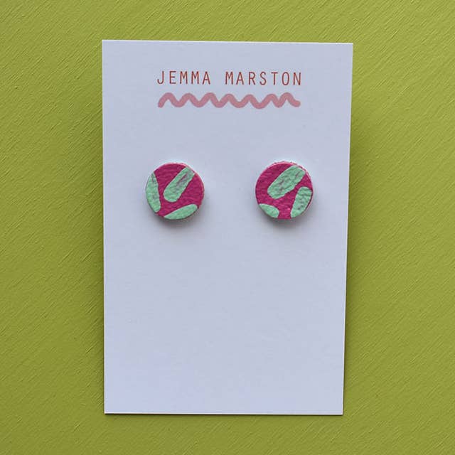 Jemma Marston - Wholesale Stud/Post Earrings - Colour Mini Leather Painted Stud Earrings0