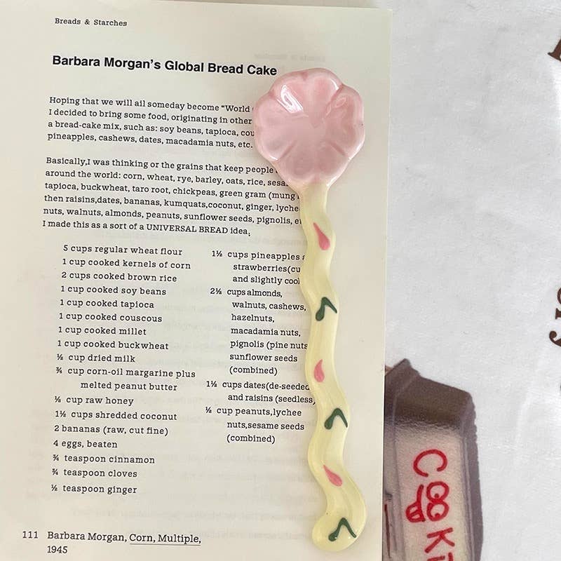 Otterware - Wholesale Table Spoon (Cutlery) - Whimsical Wavy Handle Flower Ceramic Dessert Spoons 4 colors4