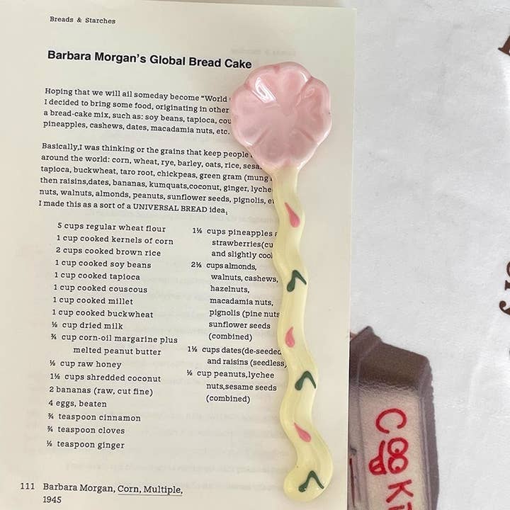 Otterware - Wholesale Table Spoon (Cutlery) - Whimsical Wavy Handle Flower Ceramic Dessert Spoons 4 colors4