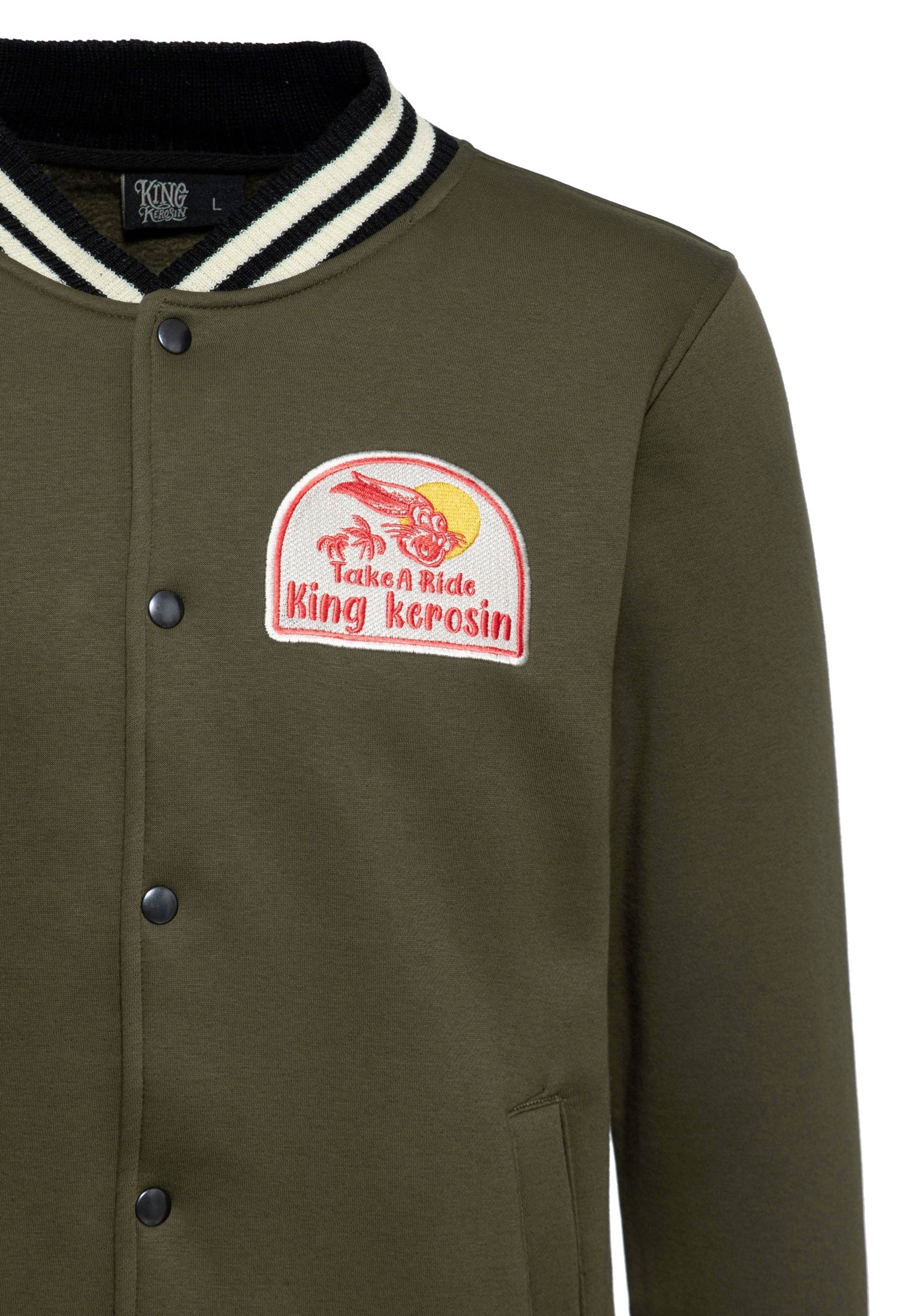 olive green Varsity jacket "It's a Good Day - Take a Ride" for wholesale on Faire2