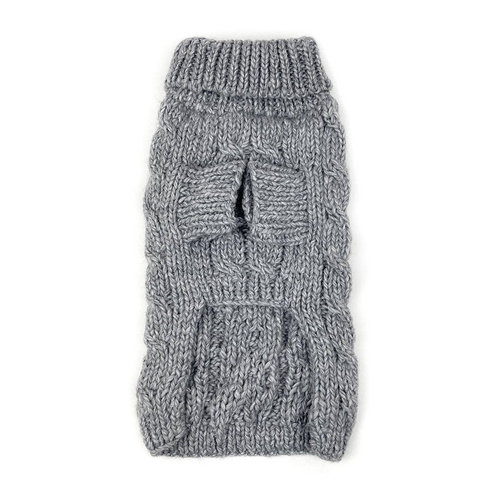 Milltown Brand - Wholesale Pet Sweater - Dog - Cable Knit Dog Sweater with Pom Pom - Grey4