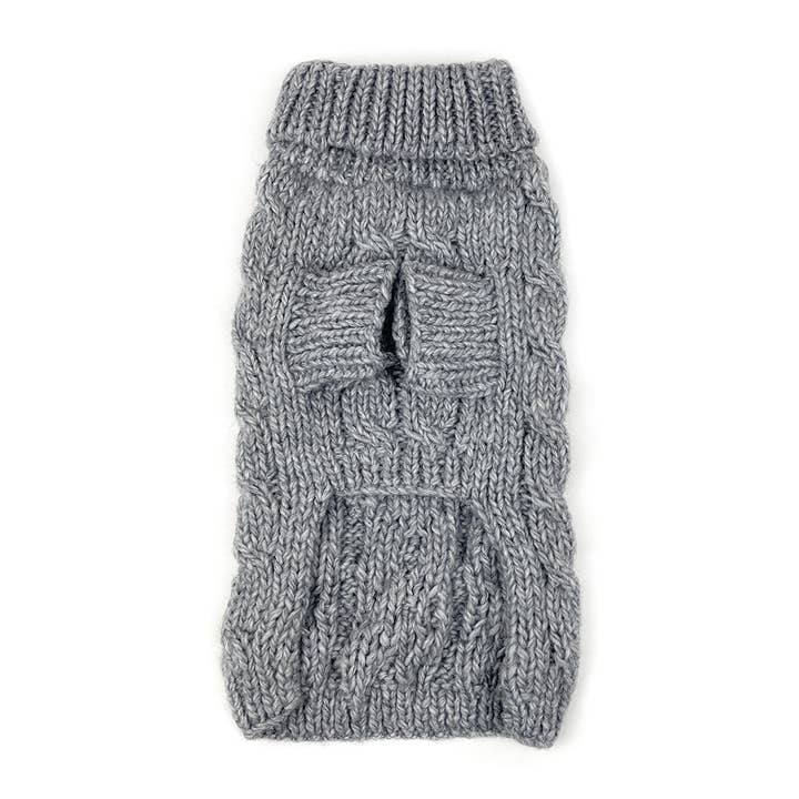 Milltown Brand - Wholesale Pet Sweater - Dog - Cable Knit Dog Sweater with Pom Pom - Grey4
