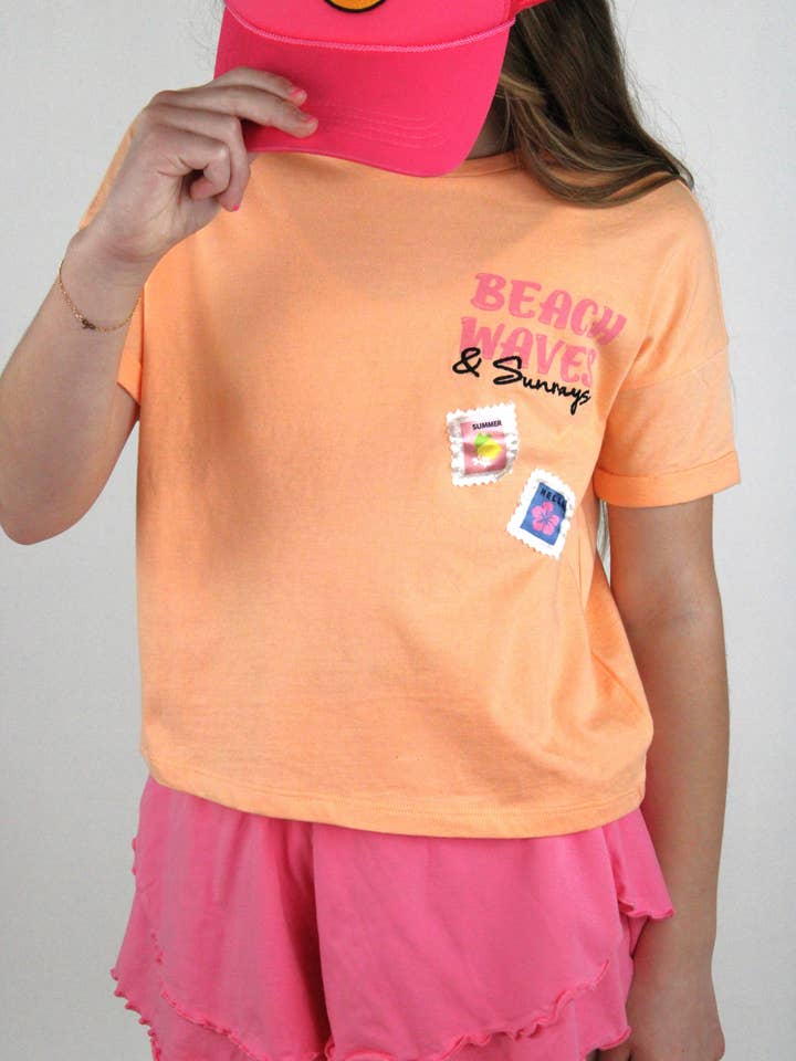 Paper Flower - Wholesale T-Shirt - Kids - Beach waves & sunrays shirt - TWEEN GIRLS