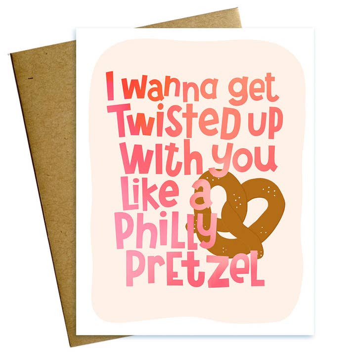 Carte de Saint-Valentin Amour de Philadelphie Pretzel Philly pour la vente par Maggie Moore Studio