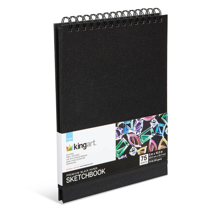 Zwart Papieren Schetsboek 8" x 10,5" - 75 Vellen voor wholesale door KINGART