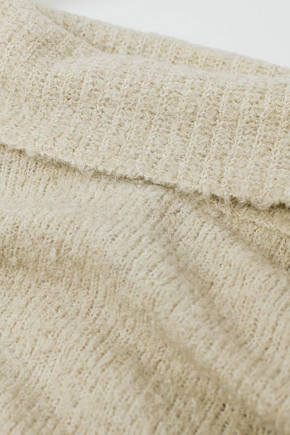 White knitted fluffy high neck sweater in cream for wholesale on Faire5