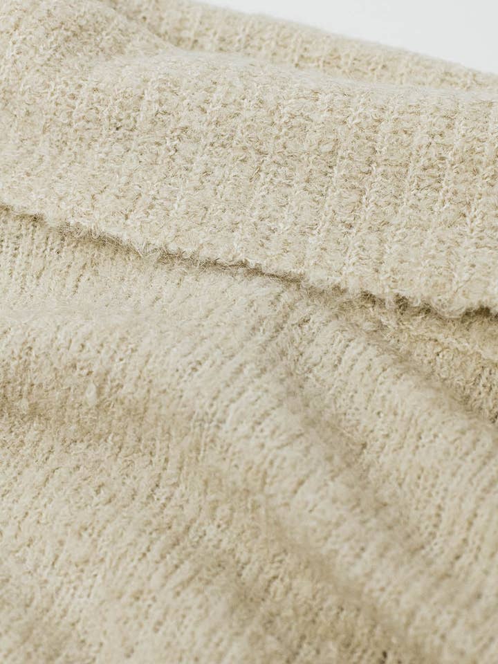 White knitted fluffy high neck sweater in cream for wholesale on Faire5