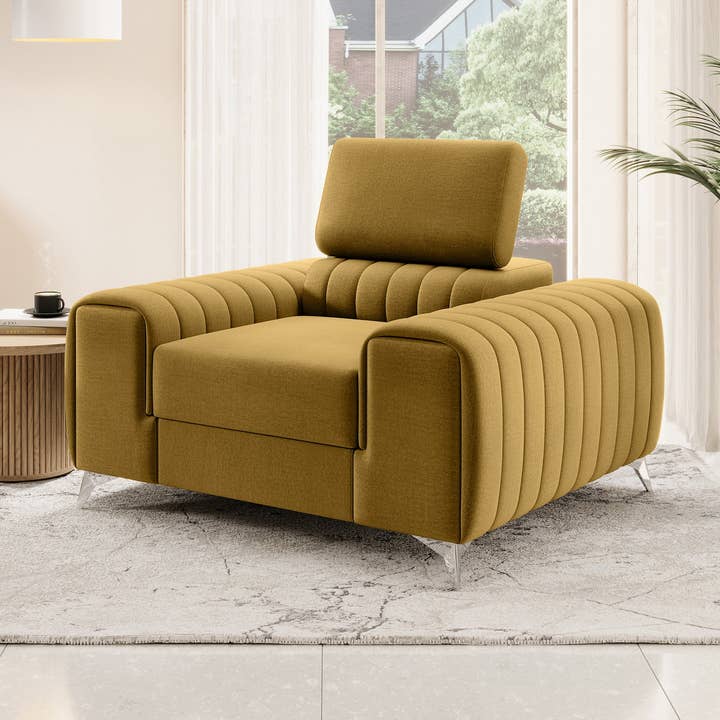 Laurence Modern Accent Chair - Mustard for wholesale by ReForm Creative Home