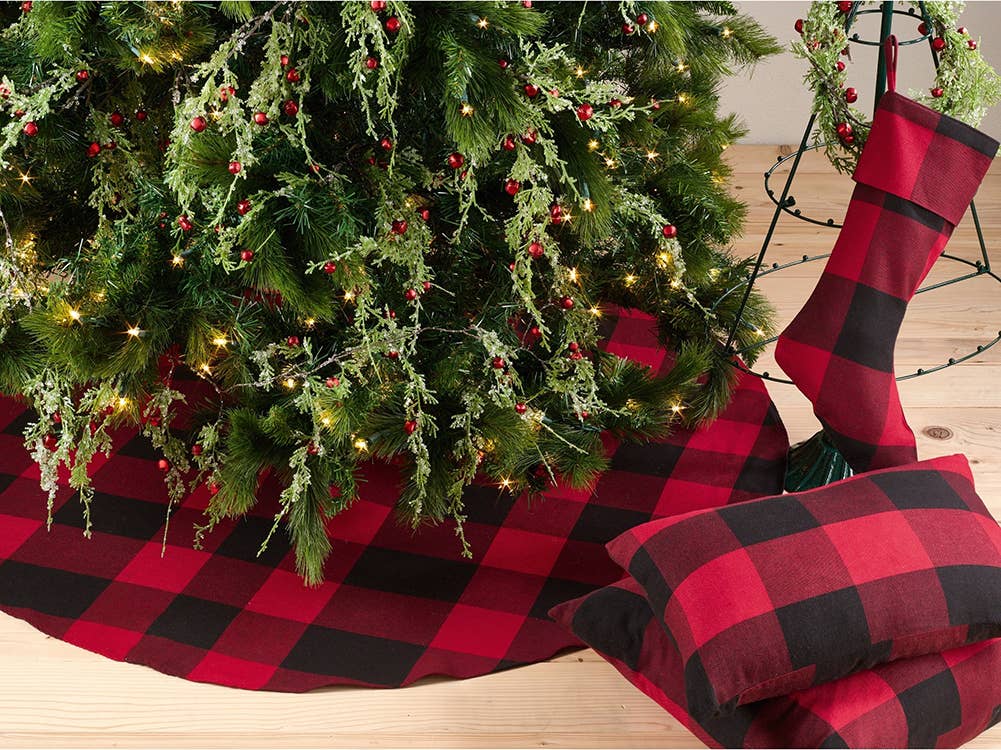 Fennco Styles - Wholesale Tree Skirt - Buffalo Plaid Cotton Christmas Tree Skirt, Stocking4