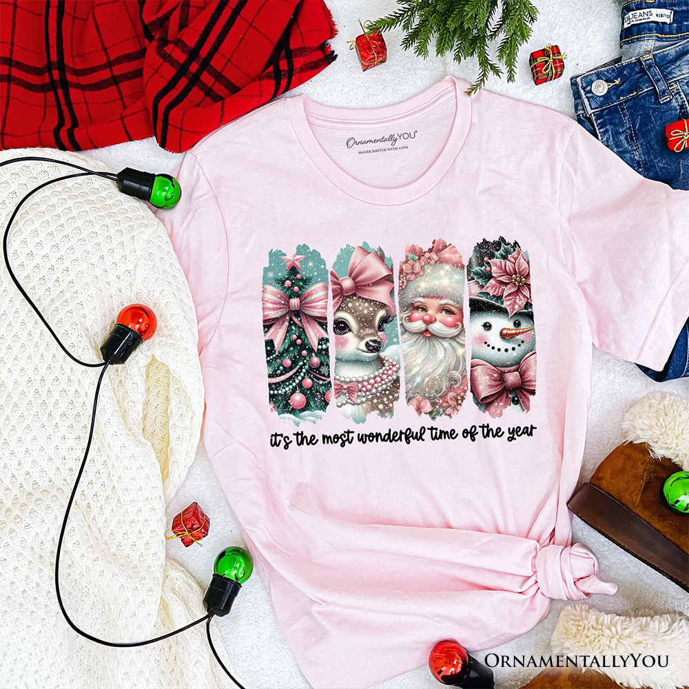 OrnamentallyYou - Vente T-shirt sérigraphié – femme - T-shirt de Noël rose coquette, le t-shirt du moment le plus merveilleux7