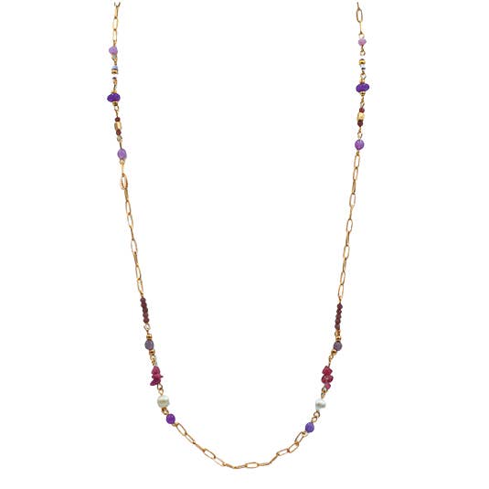 Colar Comprido de Contas em Cadeia Única Mista, Dourado por atacado de Byzantium Collection Ltd