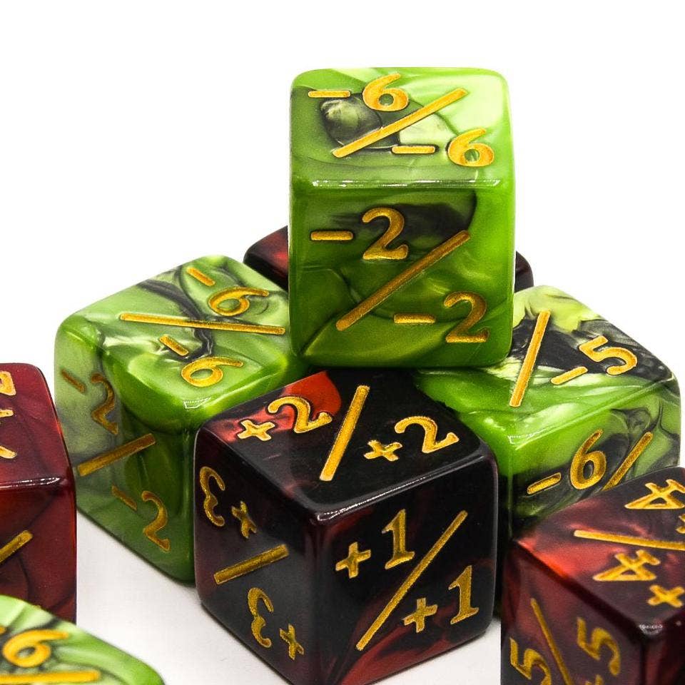 Tabletop Dominion Limited - Wholesale Dice - 16mm D6 Dice Counters | Red & Green | 12 Pack1