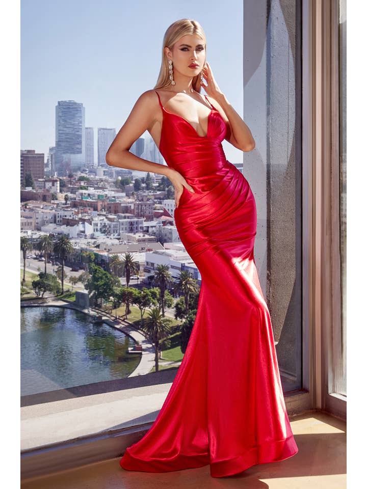 Ladivine by Cinderella Divine - Wholesale Gown - Women's - FITTED STRETCH SATIN GOWN
