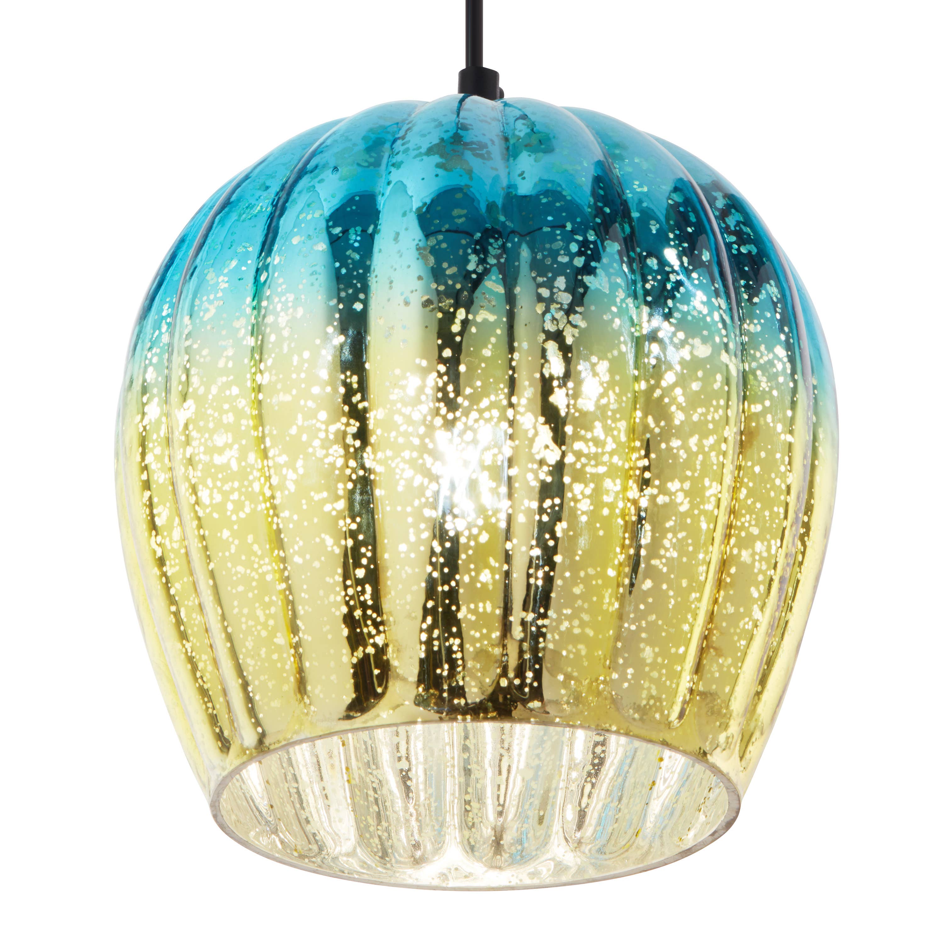River of Goods - Wholesale Chandelier/Hanging Light - 9"W Gold Pendant with Teal & Gold Ombre Mercury Glass Shade10