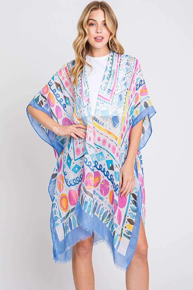 Hana - Wholesale Kimono - Women's - Watercolor Boho Geometric Print Summer Kimono7