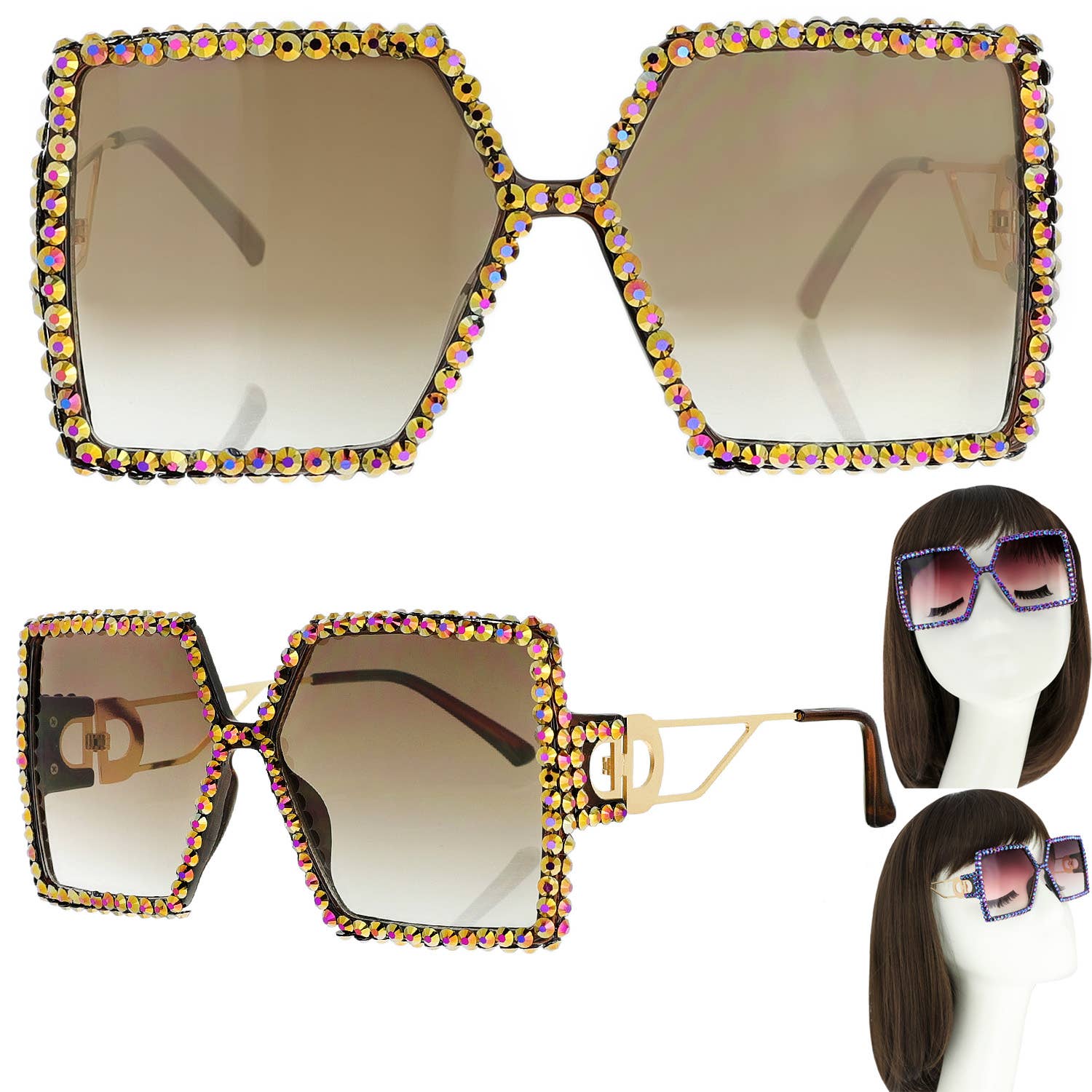 SP Sophia Collection - Wholesale Sunglasses - Women's - Sparkling Rhinestone Square Sunglasses 4