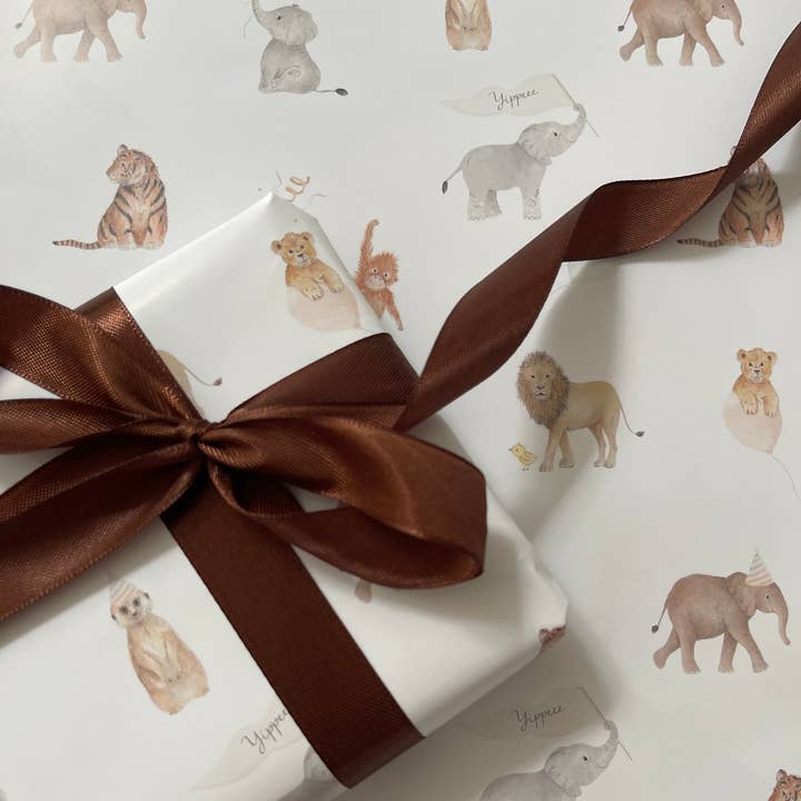 Safari Gift Wrap | Children’s Birthday Wrap | New Baby Wrap for wholesale by Little Roglets