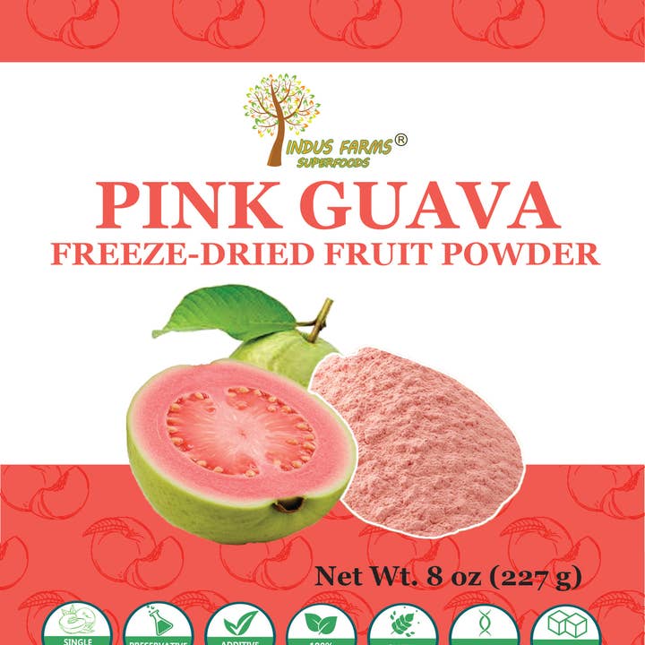 Indus Farms Superfoods - Wholesale Protein/Superfood Powder - 100% Pure Freeze Dried Pink Guava Fruit Powder, No Additives1