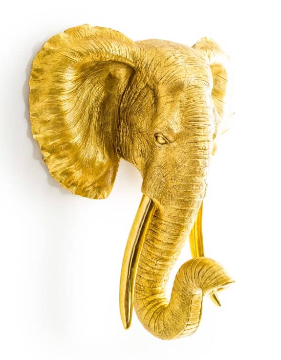 McGowan & Rutherford Ltd - Wholesale Wall Accent - Extra Large Antique Gold Elephant Wall Head0
