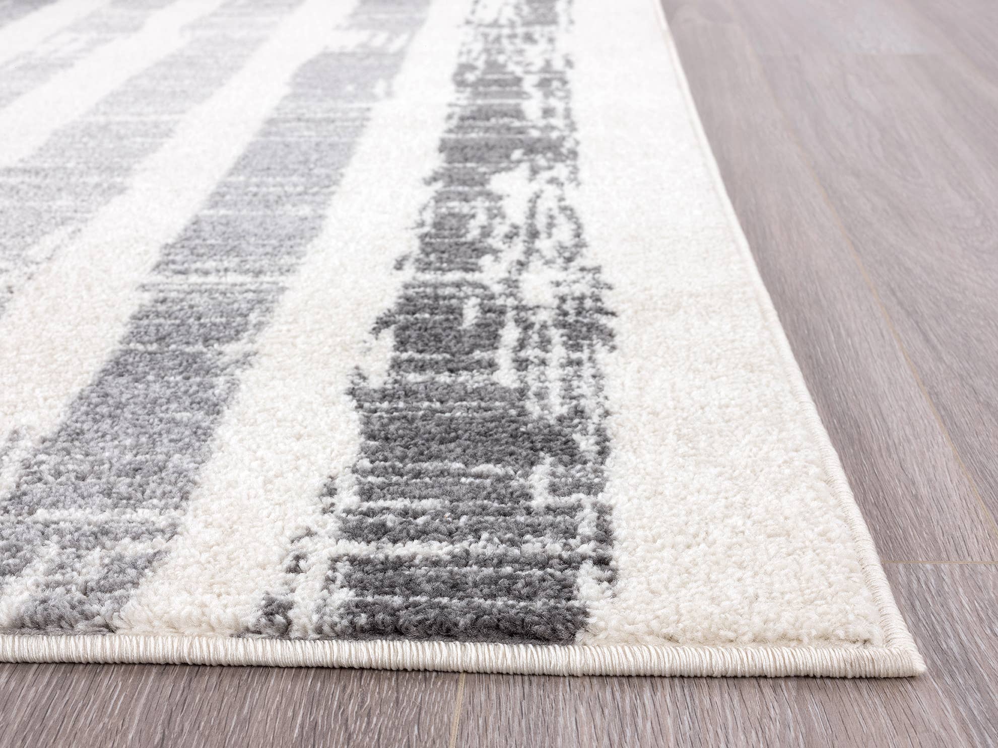 Abani Rugs - Wholesale Area Rug - Abani Casa CAS110A - Ivory and Grey Faded Stripes3
