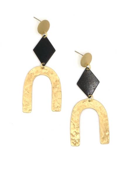 Slate + Gold Arch Earrings for wholesale by Fair Anita